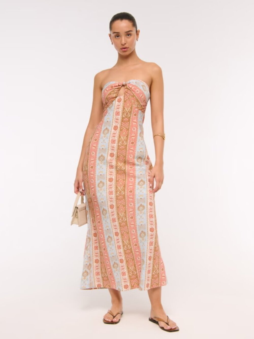 Abercromie Strapless Knotted Maxi Dress, Large Tall